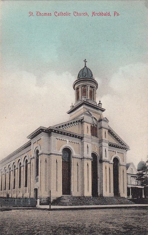 Postcard St Thomas Catholic Church Archbald PA 