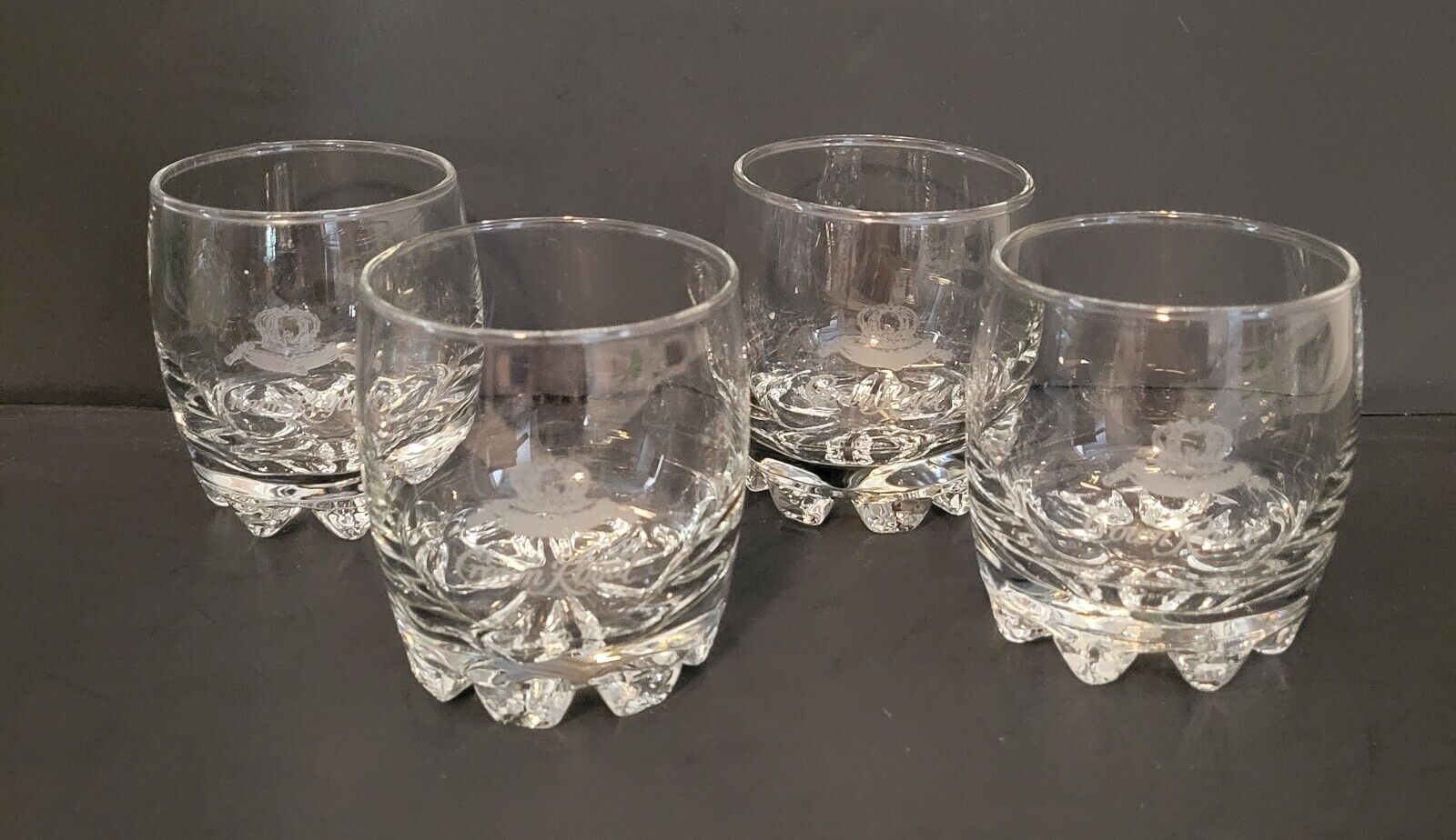 SET OF 4 CROWN ROYAL LOWBALL GLASSES MADE IN ITALY