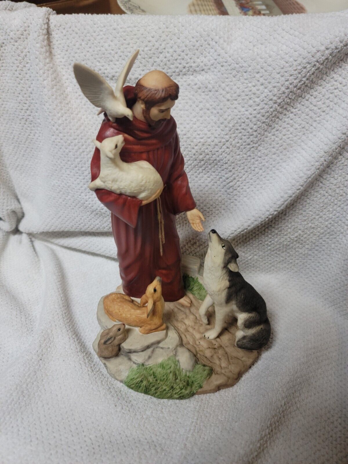 Franklin Mint St Francis of Assisi Figurine 10.25 Inch Porcelain 1980s