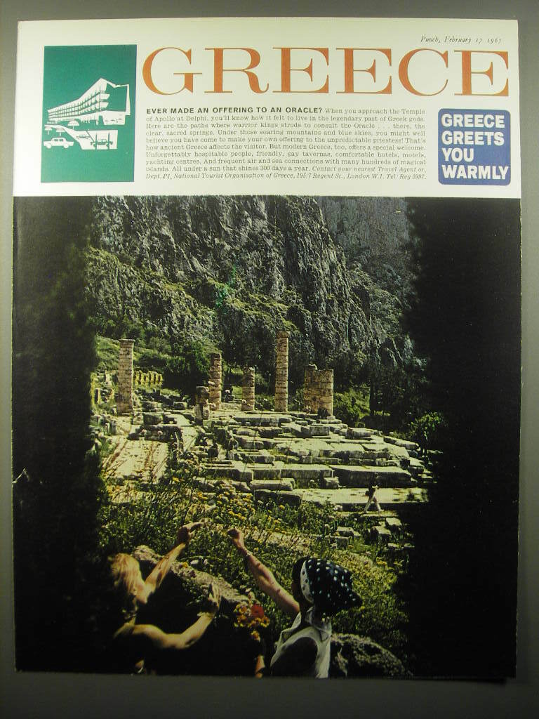 1965 Greece Tourism Ad - Ever made an offering to an oracle?
