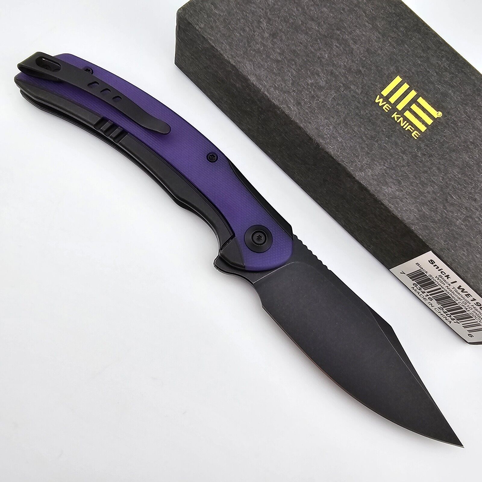 WE Knife Snick Folder Knife Black Titanium Handles w/ G10 20CV Blade WE19022F-4