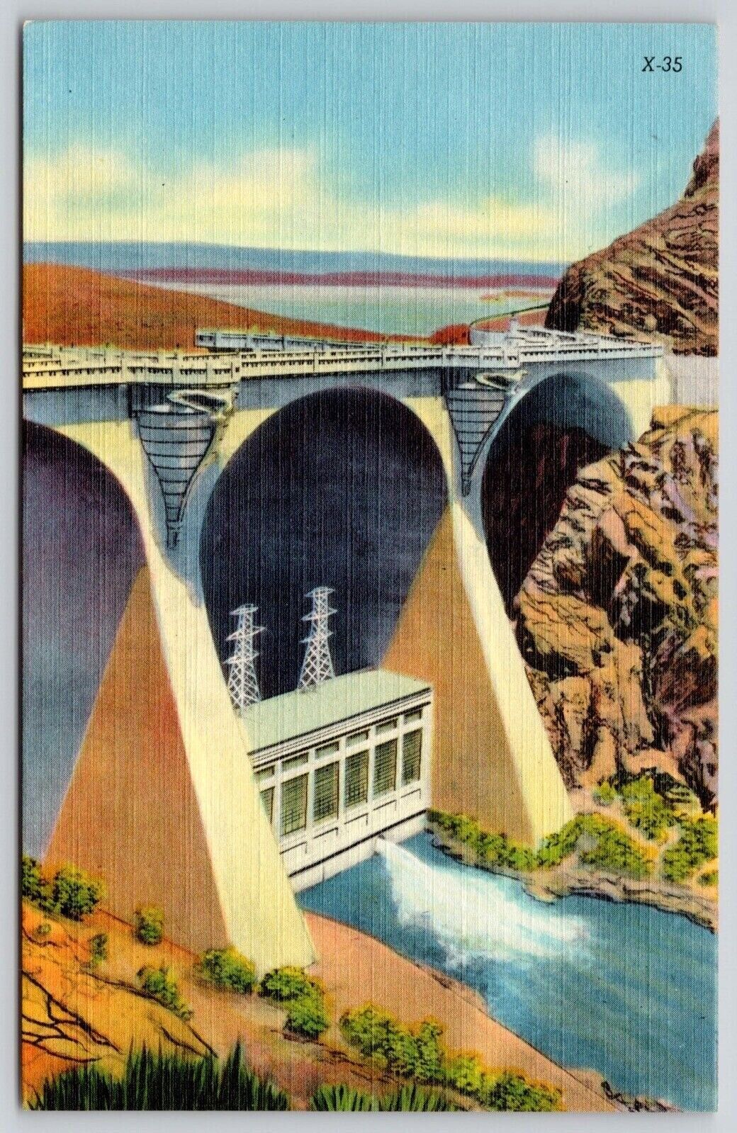 Coolidge Dam Arizona AZ Hwy US 70 Gila River Linen Postcard UNP VTG Unused