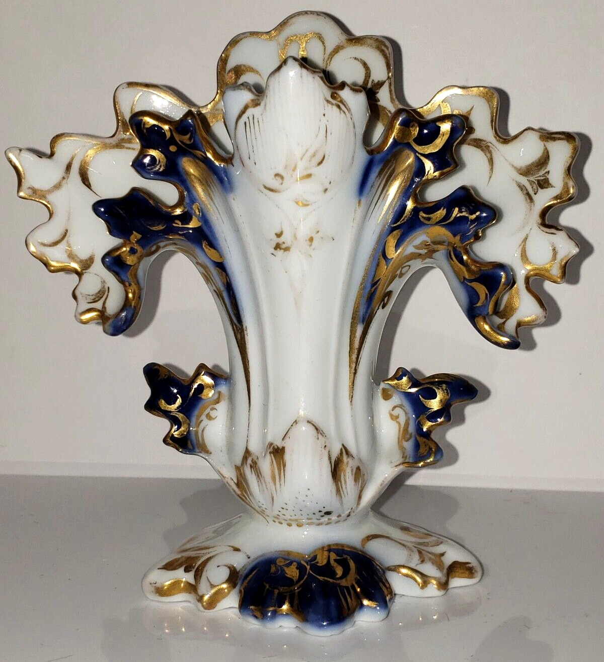 Antique French Old Paris Spill Vase Cobalt Blue & Gold Circa 1800's