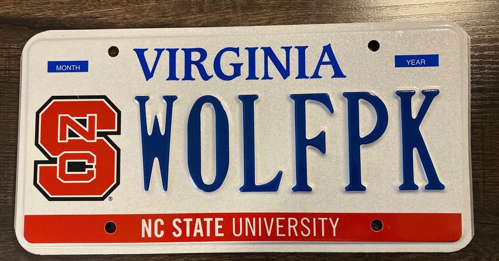 Virginia Personalized Vanity License Plate Tag Sign  Collegiate NC State WOLFPK