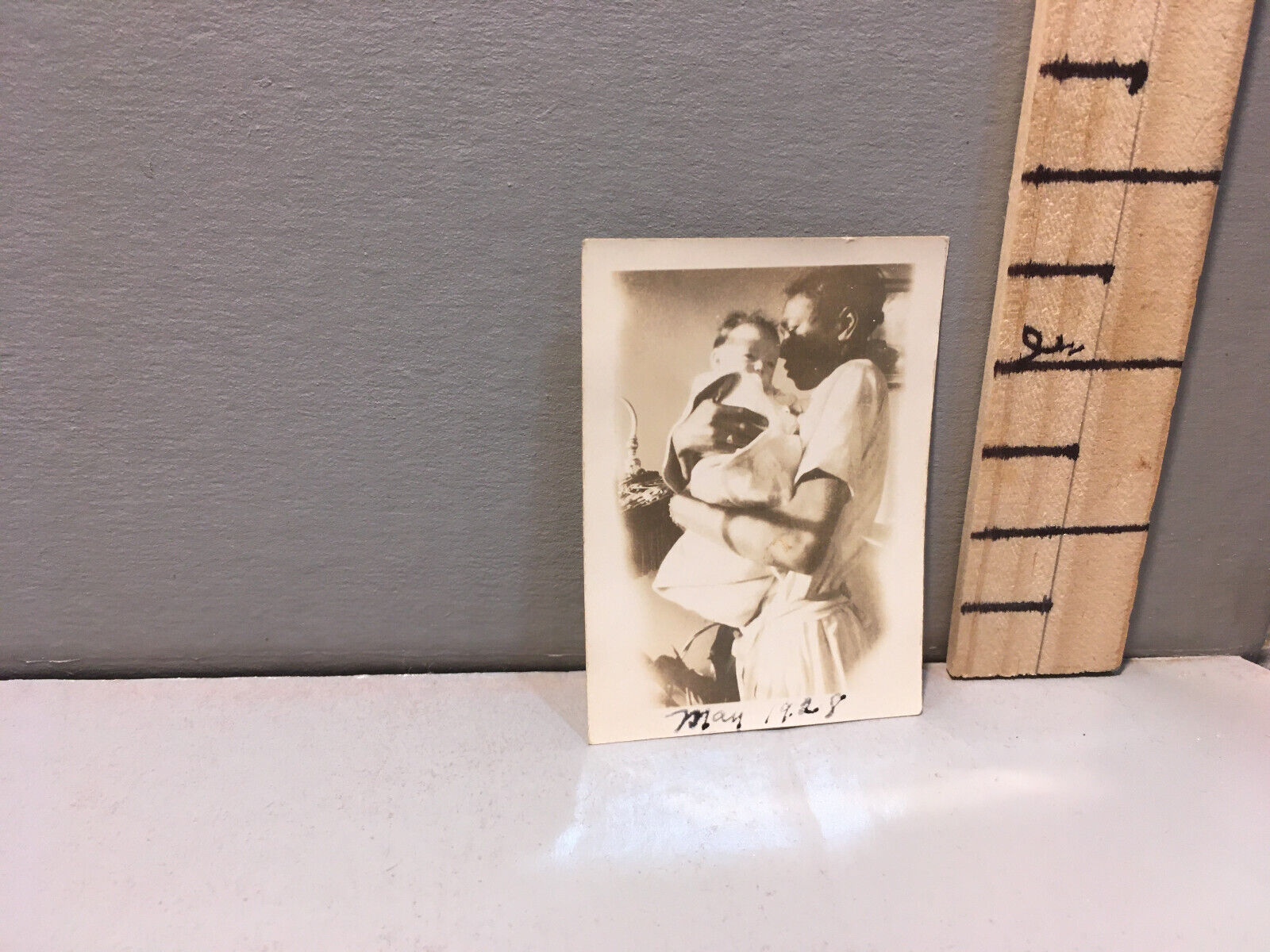 Vtg Photograph 1928  African American Mother Clutching Baby Girl Age 11Wks w