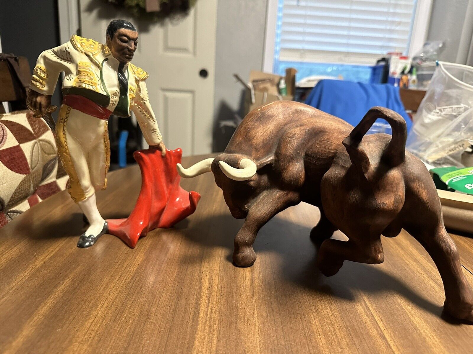 1960s Vintage Matador Ceramic Bull Fighter Figurine With Ceramic Bull