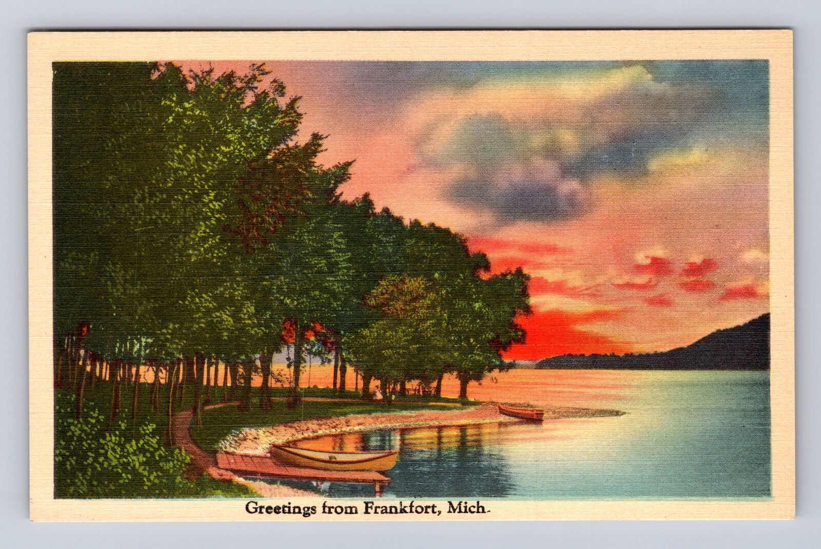 Frankfort MI-Michigan, General Greetings Lake Area, Antique, Vintage Postcard