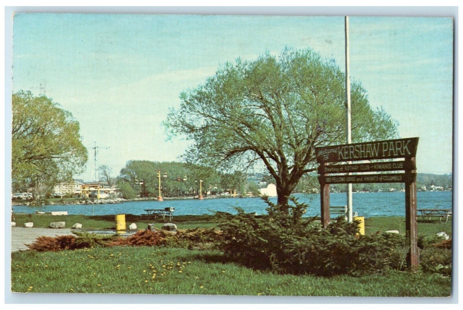 1976 Lovely Tree-Shaded Kershaw Park Canandaigua Lake New York VintagePostcard
