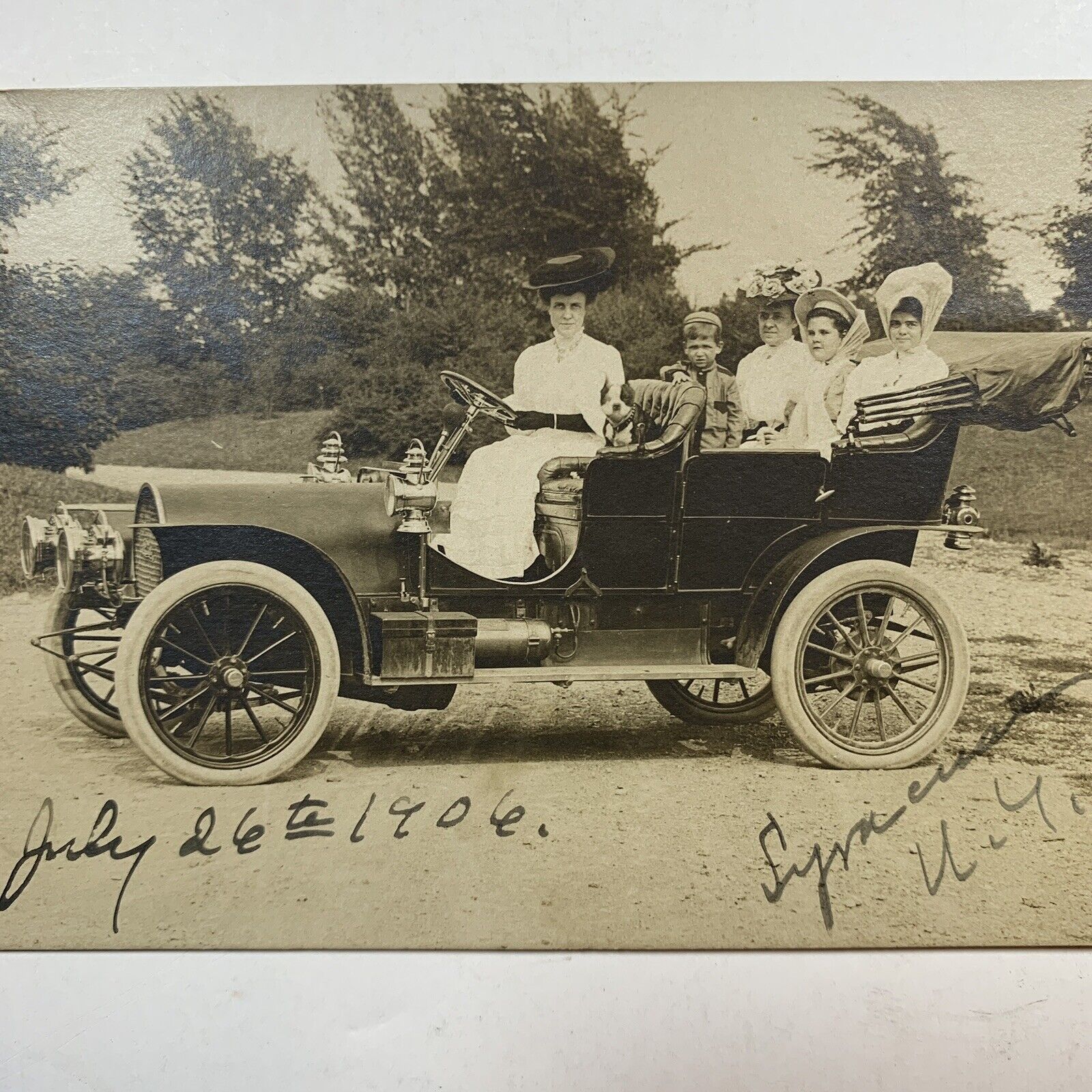 1906 Four Women In A Franklin Automobile RPPC, Syracuse, NY 