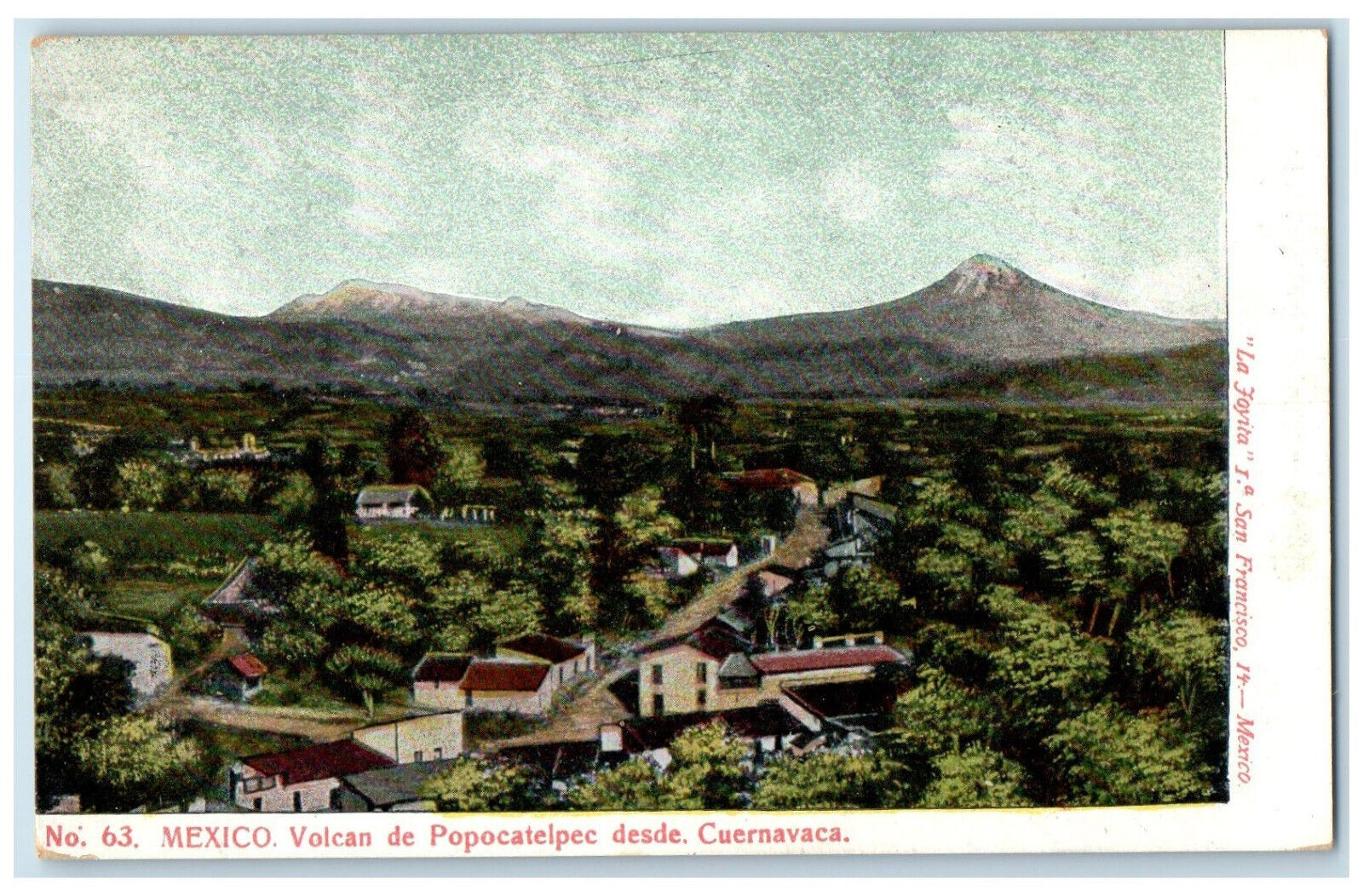 c1905 Volcan De Popocatelpec Desde Cuernavaca Mexico Antique Unposted Postcard