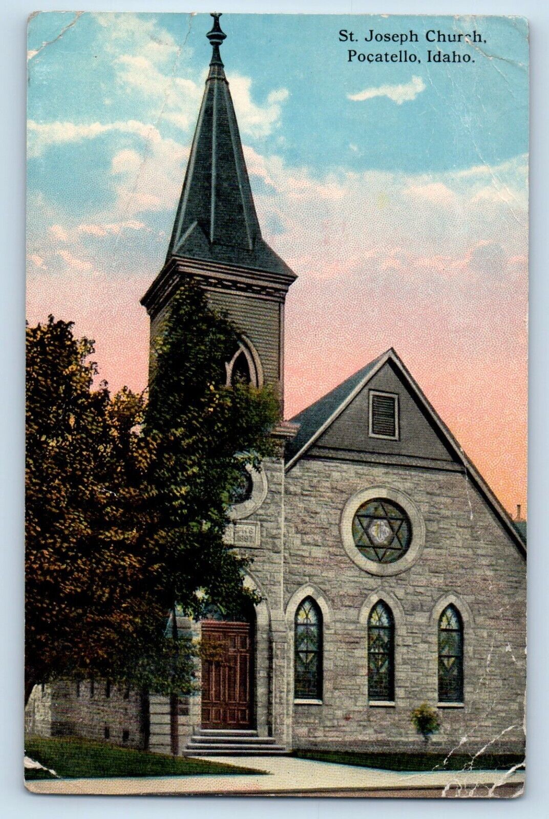 Pocatello Idaho Postcard St. Joseph Church Chapel Exterior Building 1910 Vintage