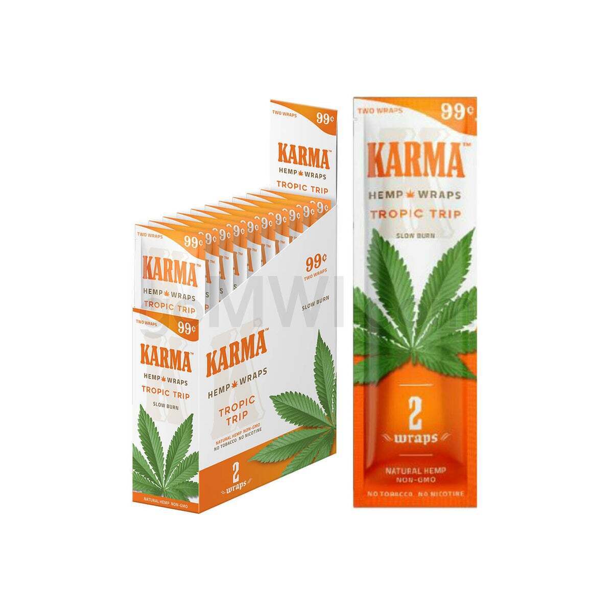 KARMA Rolling Paper Organic Wrap TROPIC TRIP Full Box 25 Pouches Total 50