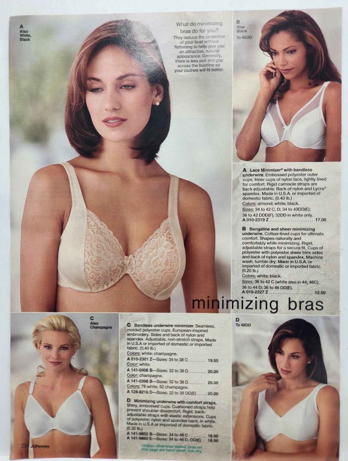 1996 Sexy Women Bra Brassiere Lingerie Vintage Catalog Two Page Print Ad
