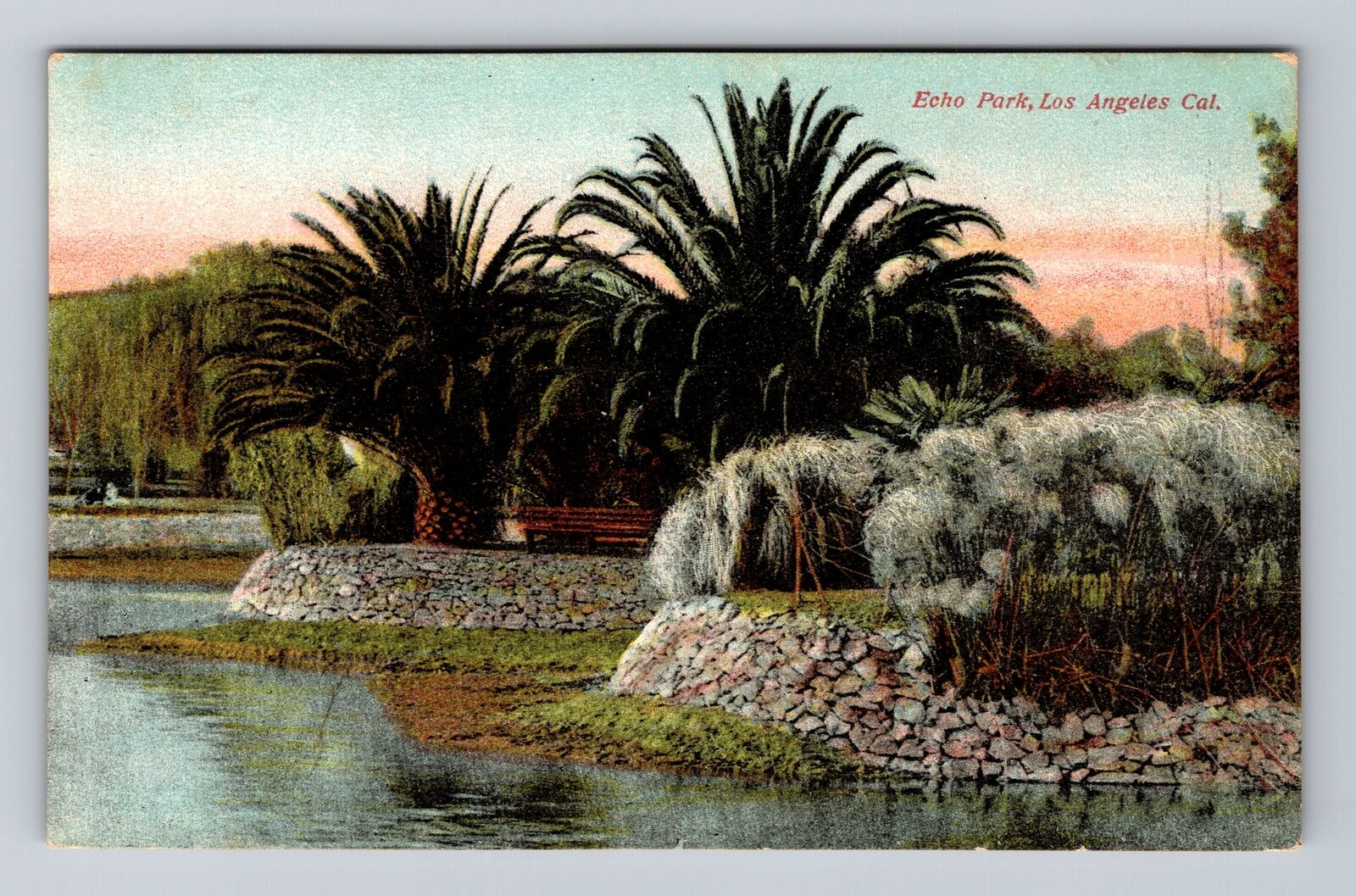 Los Angeles CA-California, Echo Park, Antique, Vintage Postcard