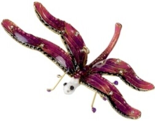 LAST ONE Kubla Crafts Enamel Bejeweled Purple Pink Dragonfly Ornament FREESHIP