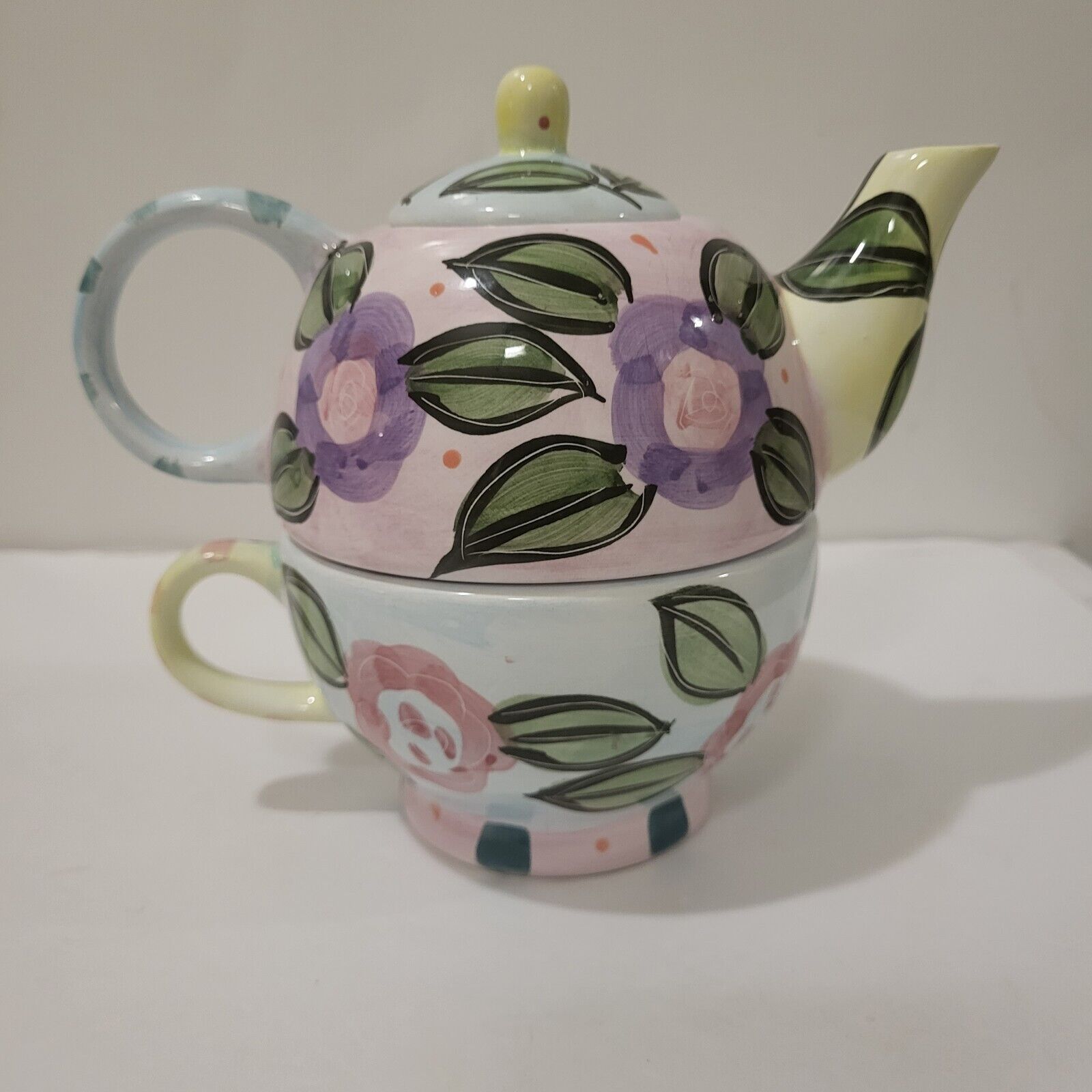 Vintage Floral Teapot With Cup For One