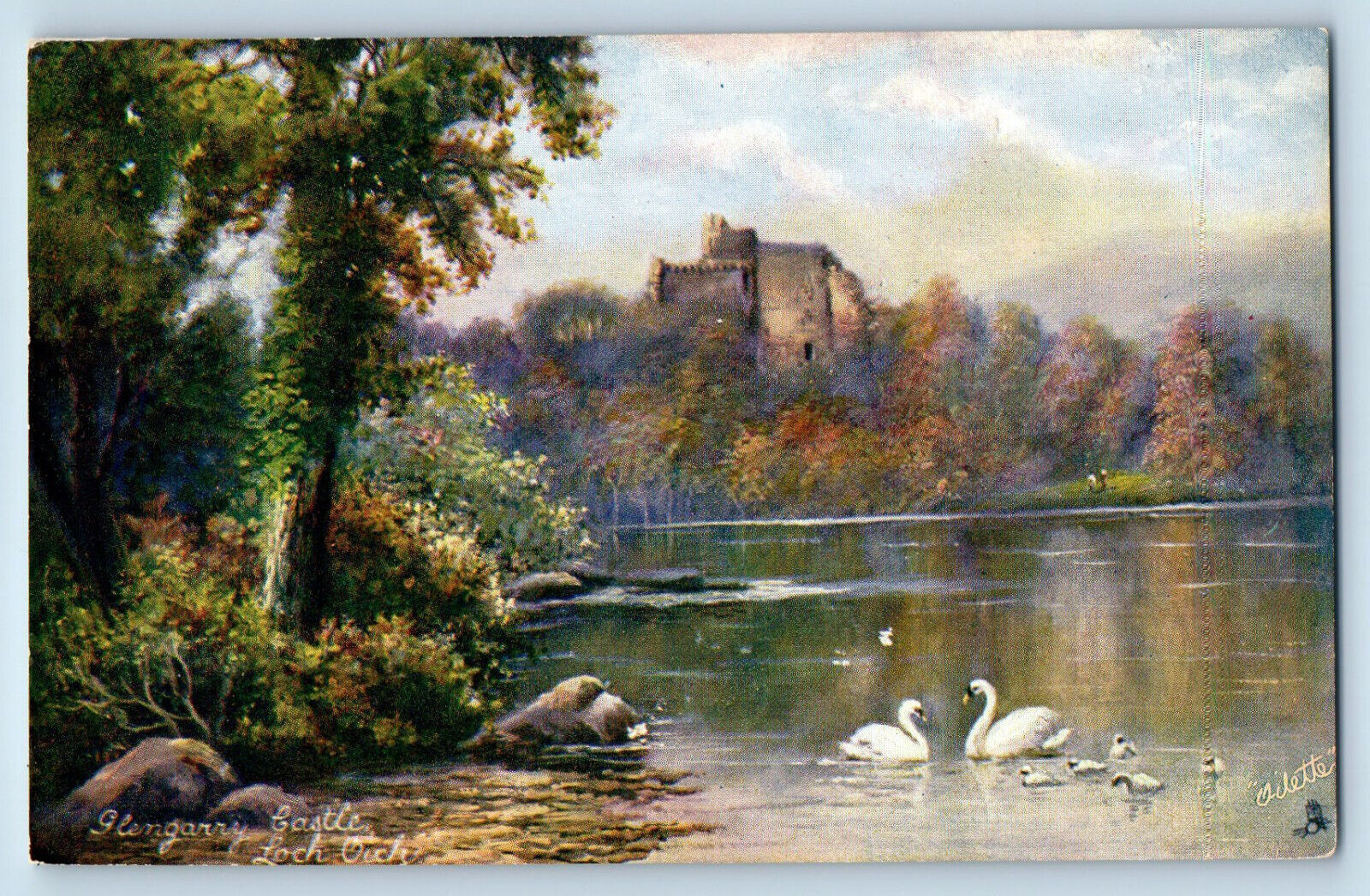 Invergarry Scotland Postcard Glengarry Castle Loch Oich c1910 Oilette Tuck Art