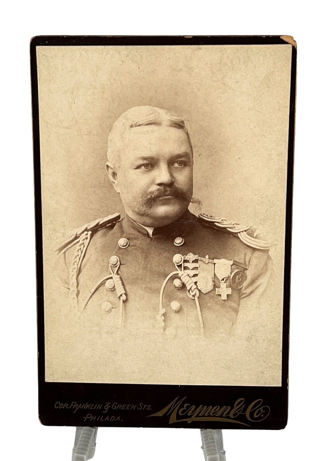 Antique 1893 Cabinet Card Civil War Colonel De Lancey Walker Philadelphia