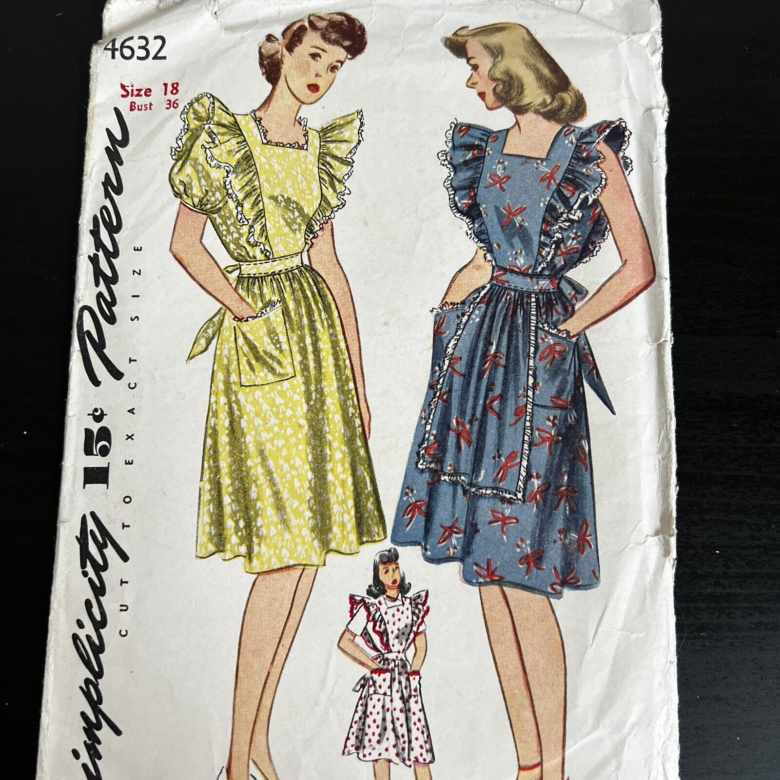Vintage 1940s Simplicity 4632 Coquette Ruffle Dress Pinafore Sewing Pattern 18