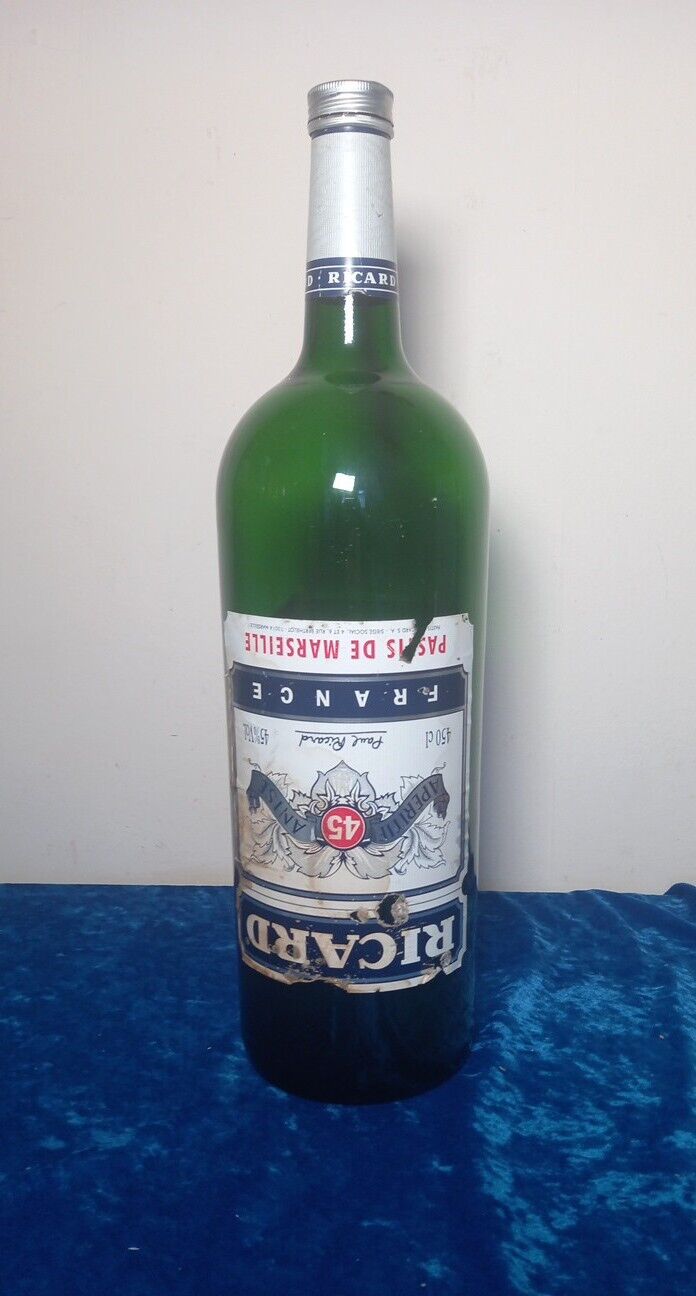 Ricard Large 450 cl Green glass bottle. Ideal for coins. Rare bottle. 
