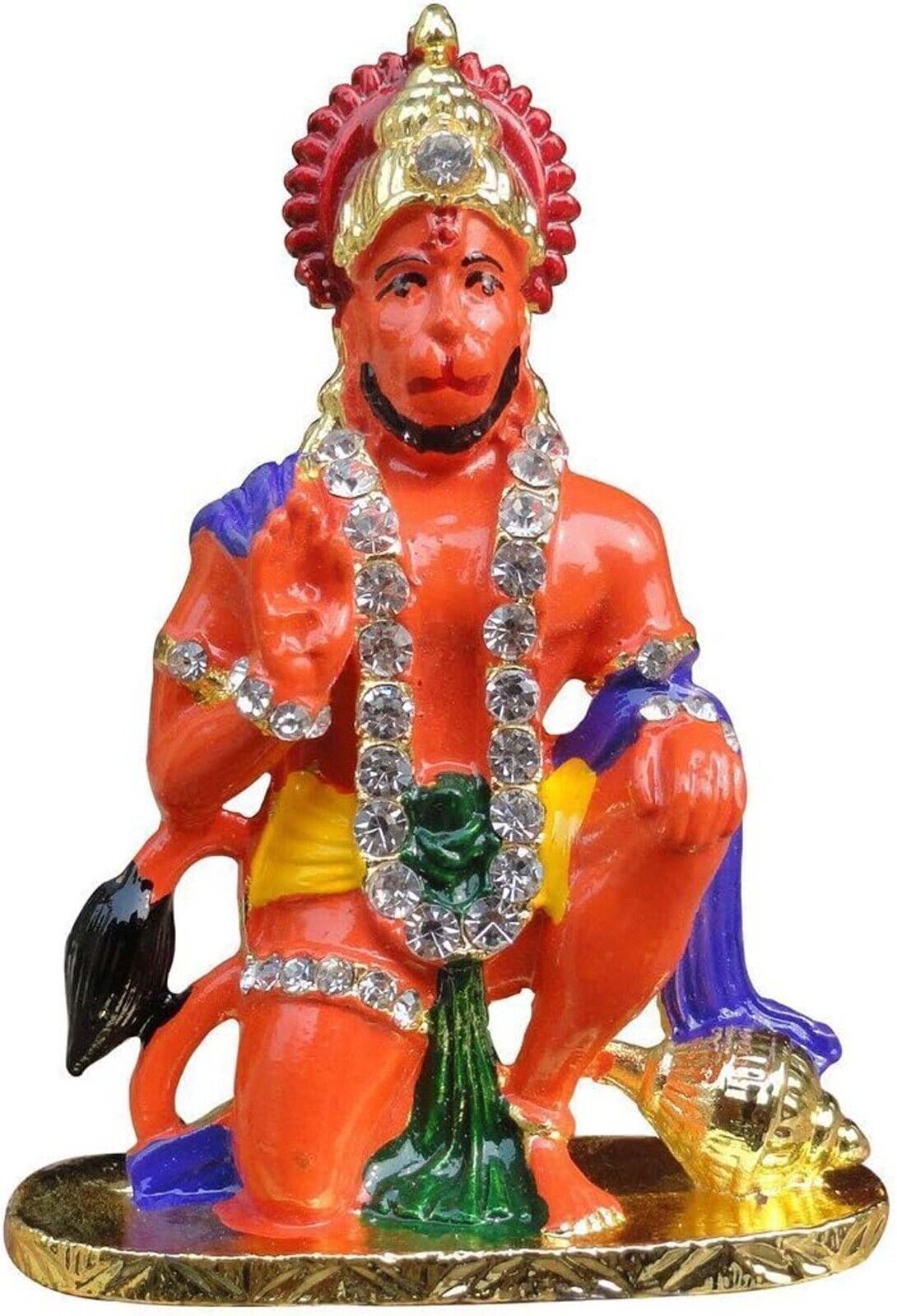 Kneeling Orange Hanuman Metal Car Dashboard Idol H-2.5\