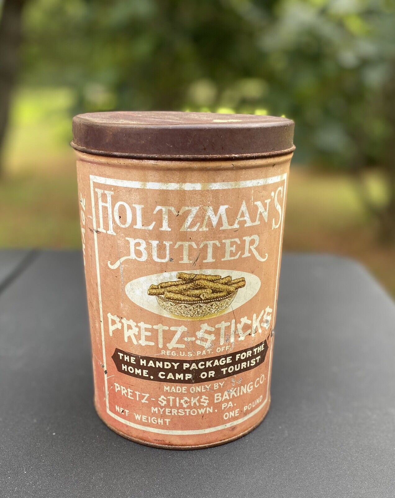 Holtzman\'s Butter Pretz-Sticks Empty Tin 7.5 \