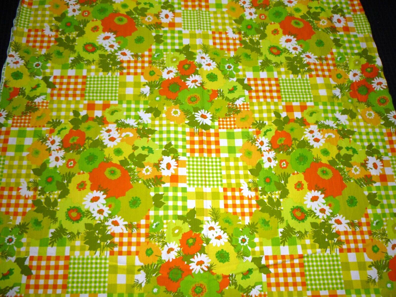 Vtg 70s House N Home Cotton Decor Fabric Gingham Patch Flower Power 49x11.5yds