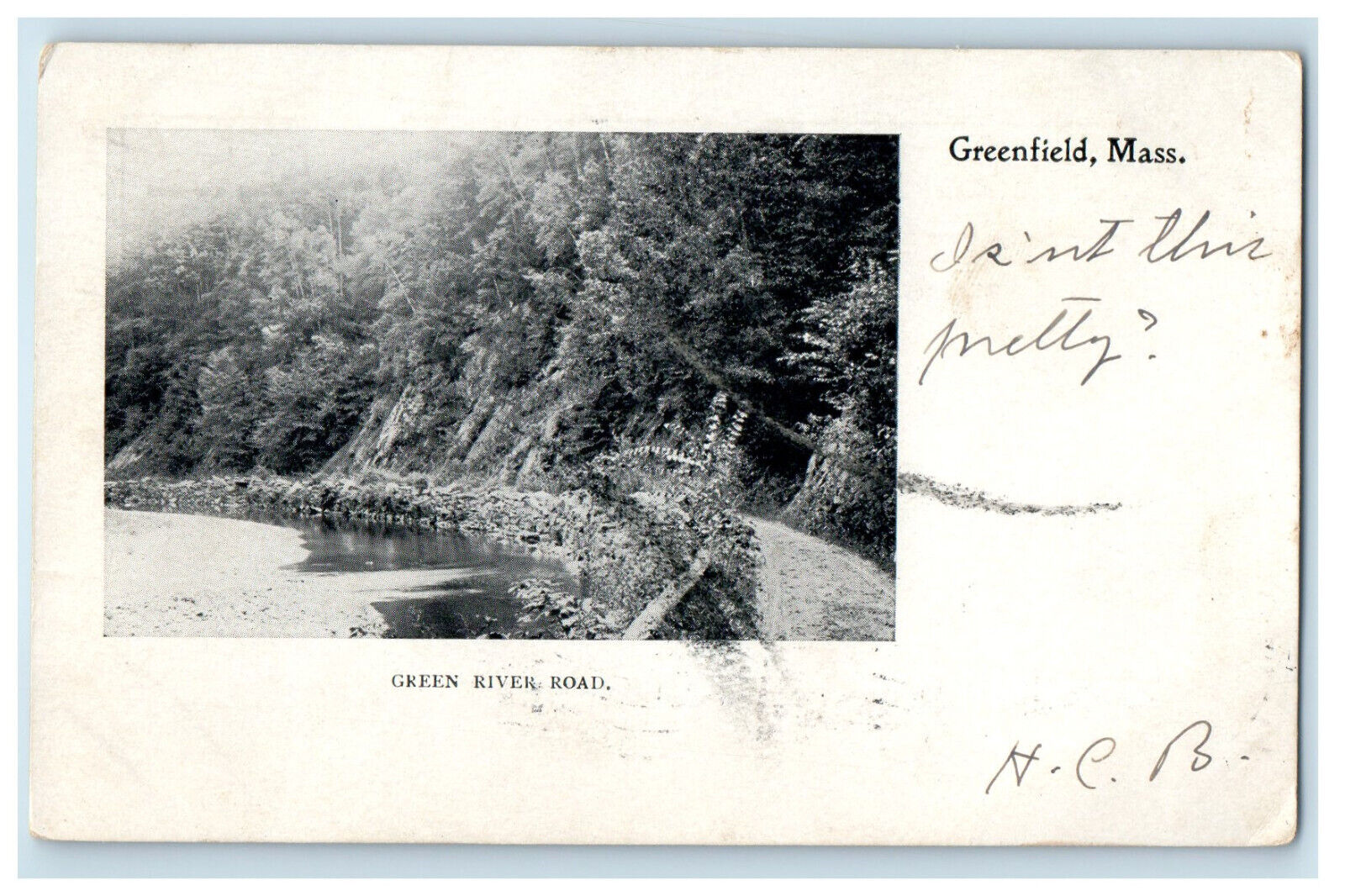1905 Green River Road, Greenfield Massachusetts MA PMC Posted Postcard