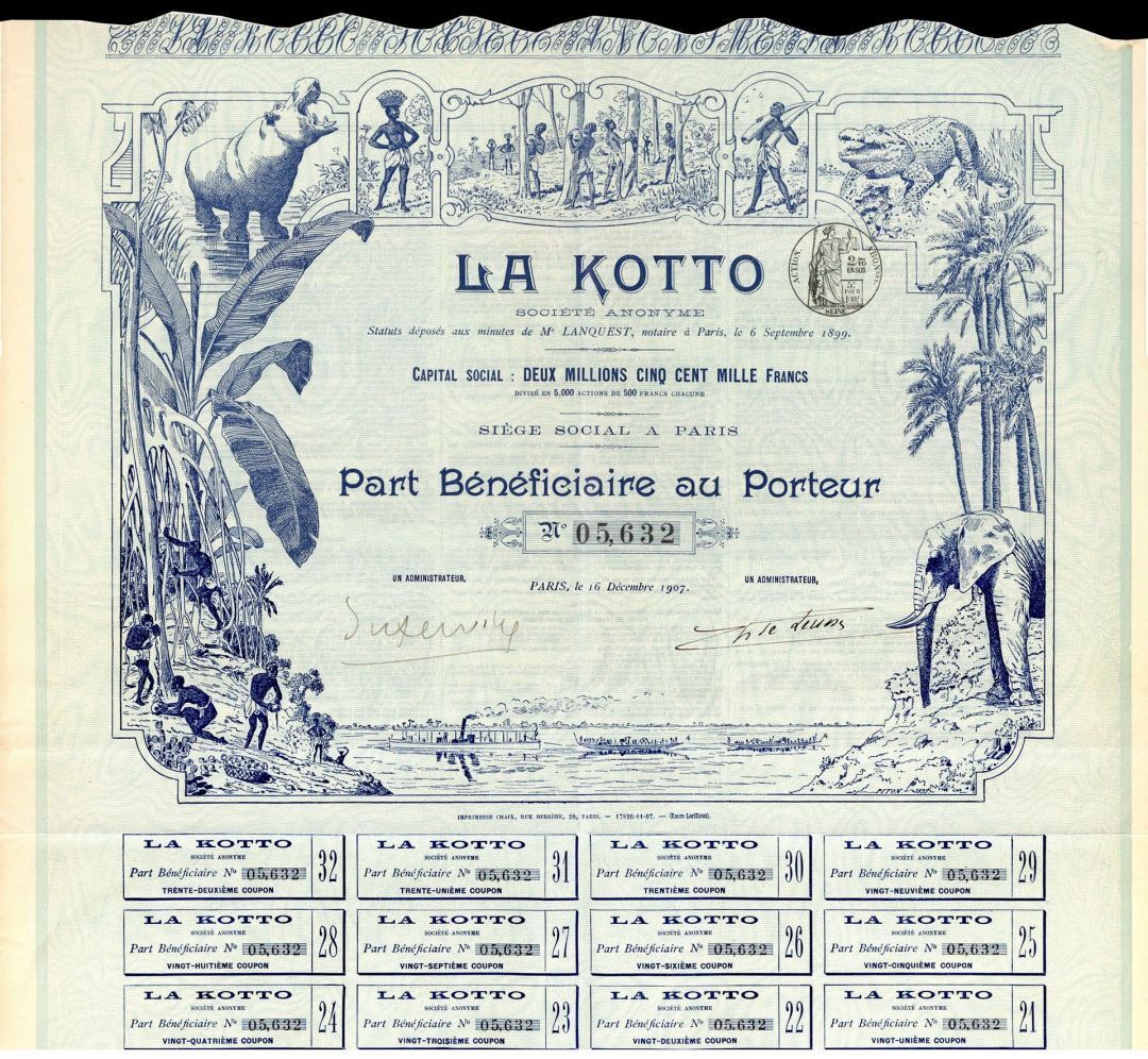 La Kotto Societe Anonyme - Stock Certificate - Foreign Stocks