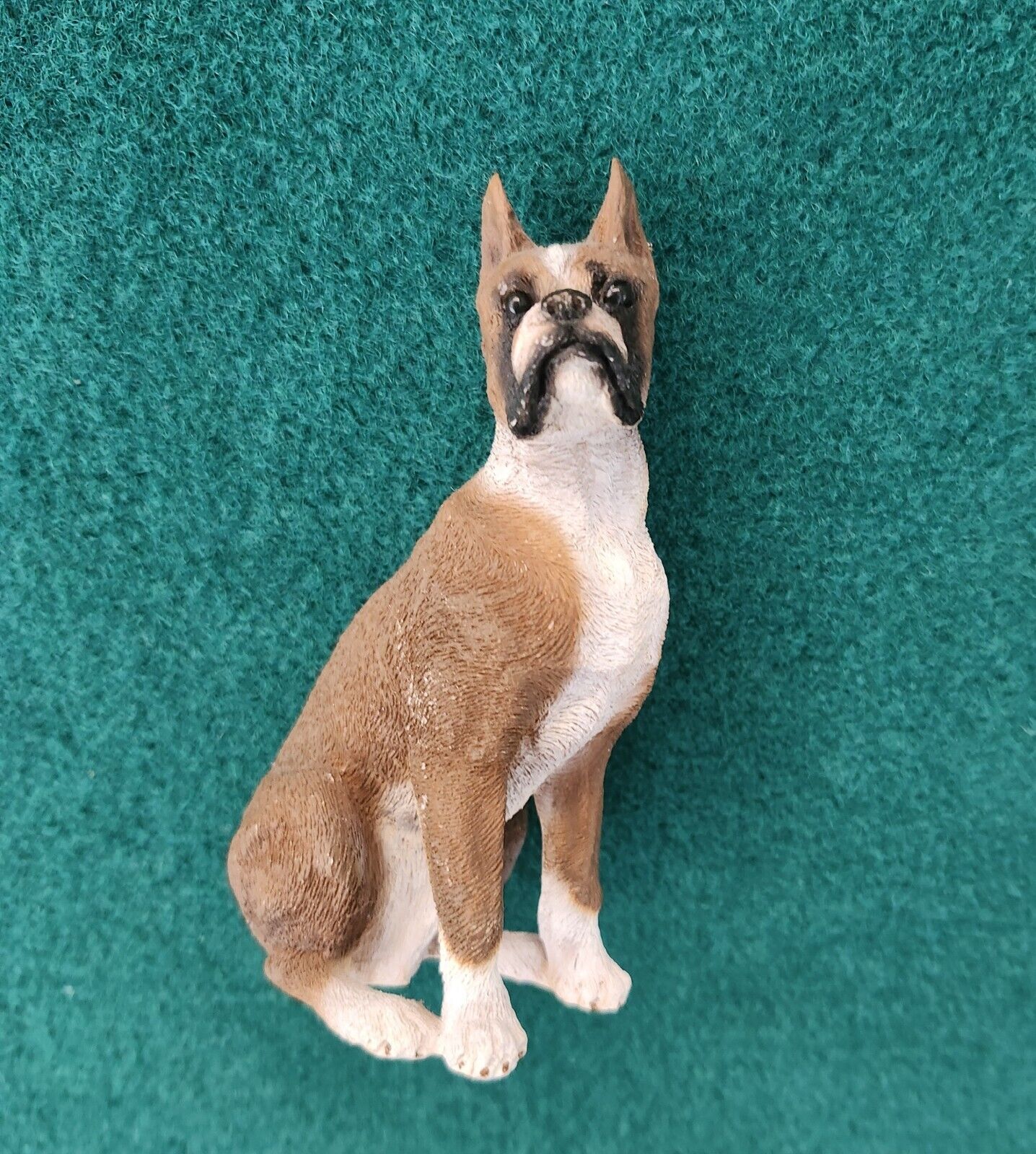 Resin Boxer Dog At Attention Figurine 4 Inches 