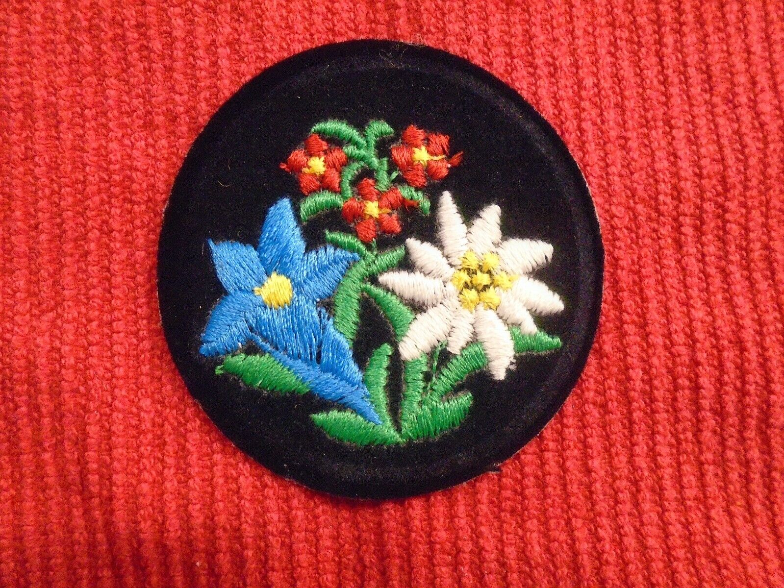 Vintage Edelweiss Flowers Round Collectible Patch Switzerland Sound of Music2.5\