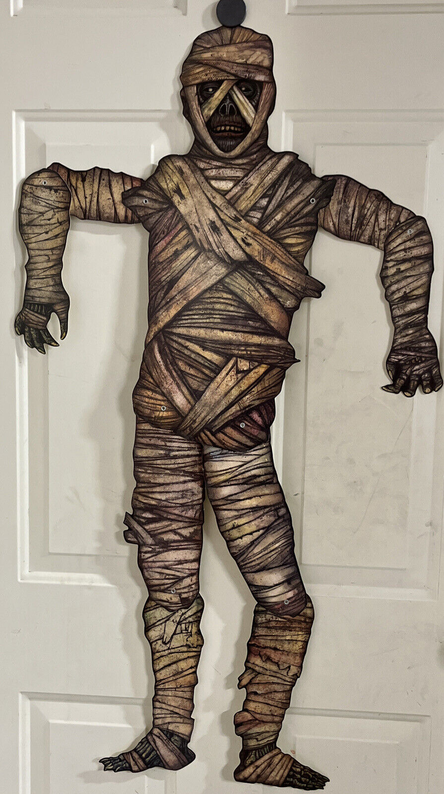 Vintage Large 41”  Jointed Mummy Cardboard Die Cut Cutout Decoration Great Shape