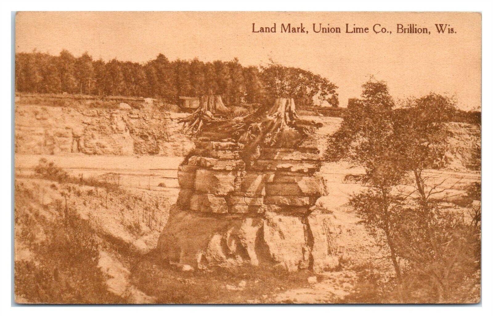 1914 Land Mark, Union Lime Co. Brillion, WI Postcard *6I2