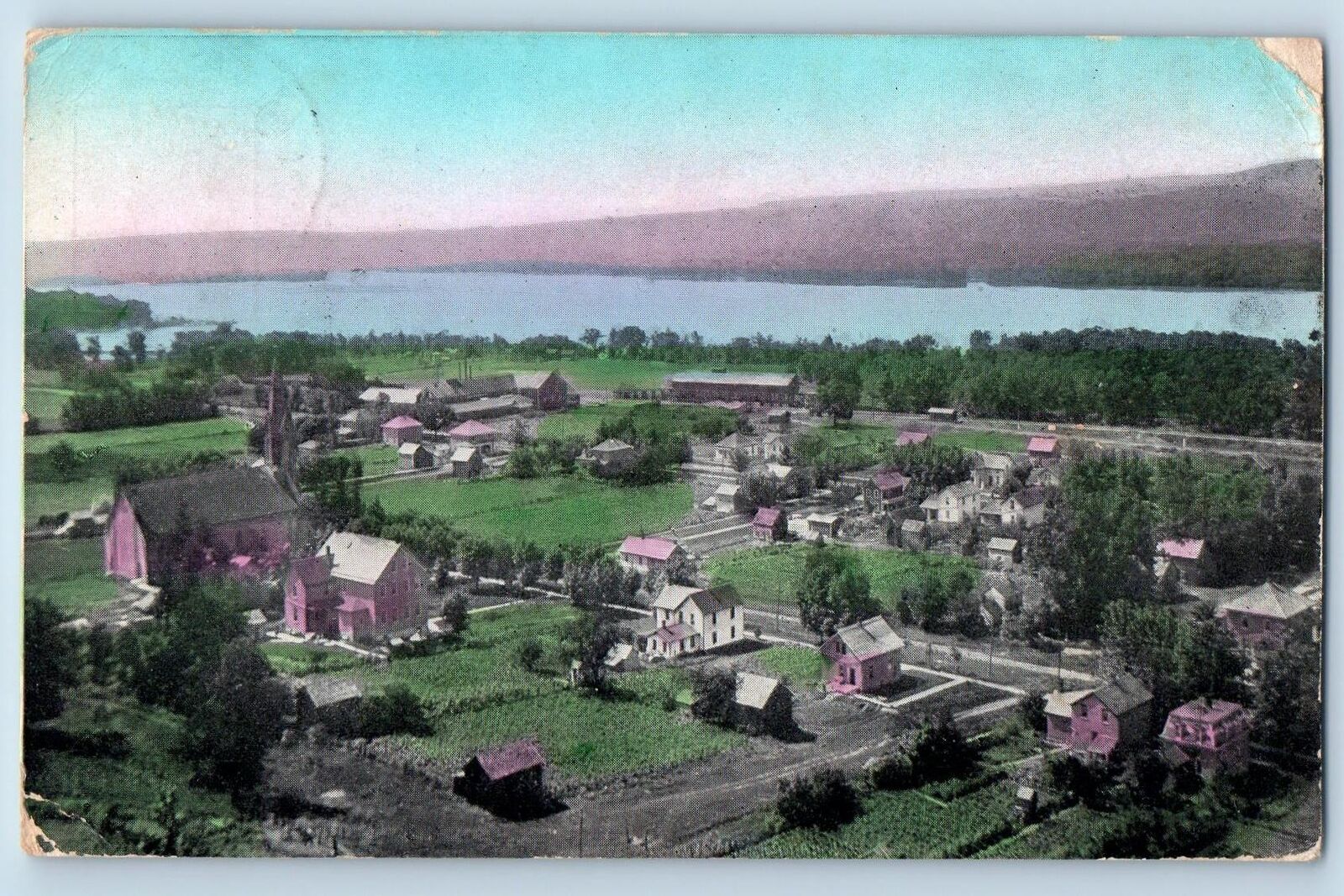 Cassville Wisconsin WI Postcard Aerial View Of First Capitol Of The State 1910
