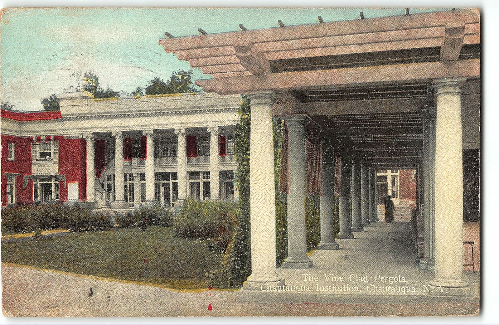 THE VINE CLAD PERGOLA - Chautauqua Institution, New York - 1912 Postcard