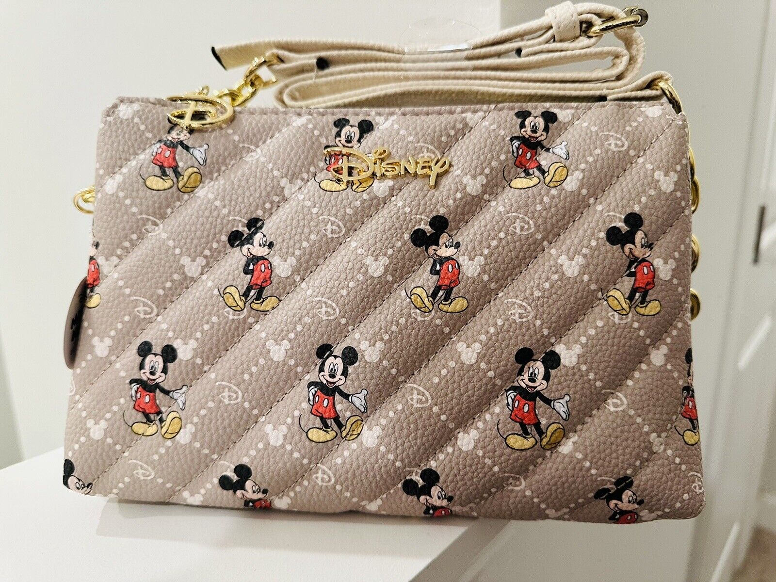 Primark Disney Mickey Mouse Graphic Print Gold Chain Women Crossbody Bag Purse