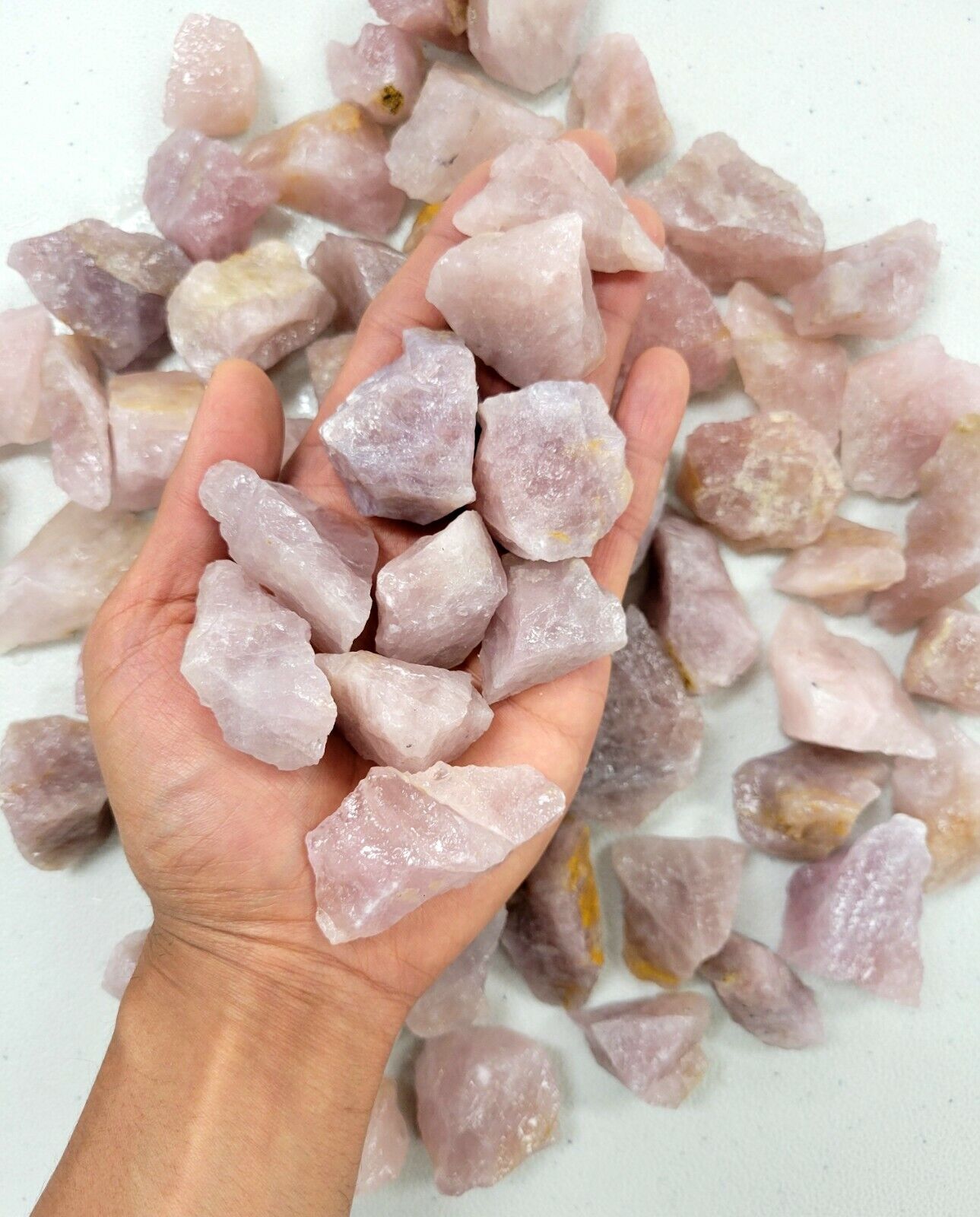 Lavender Rose Quartz Crystals Bulk Raw Natural Rough Natural Healing Stones 