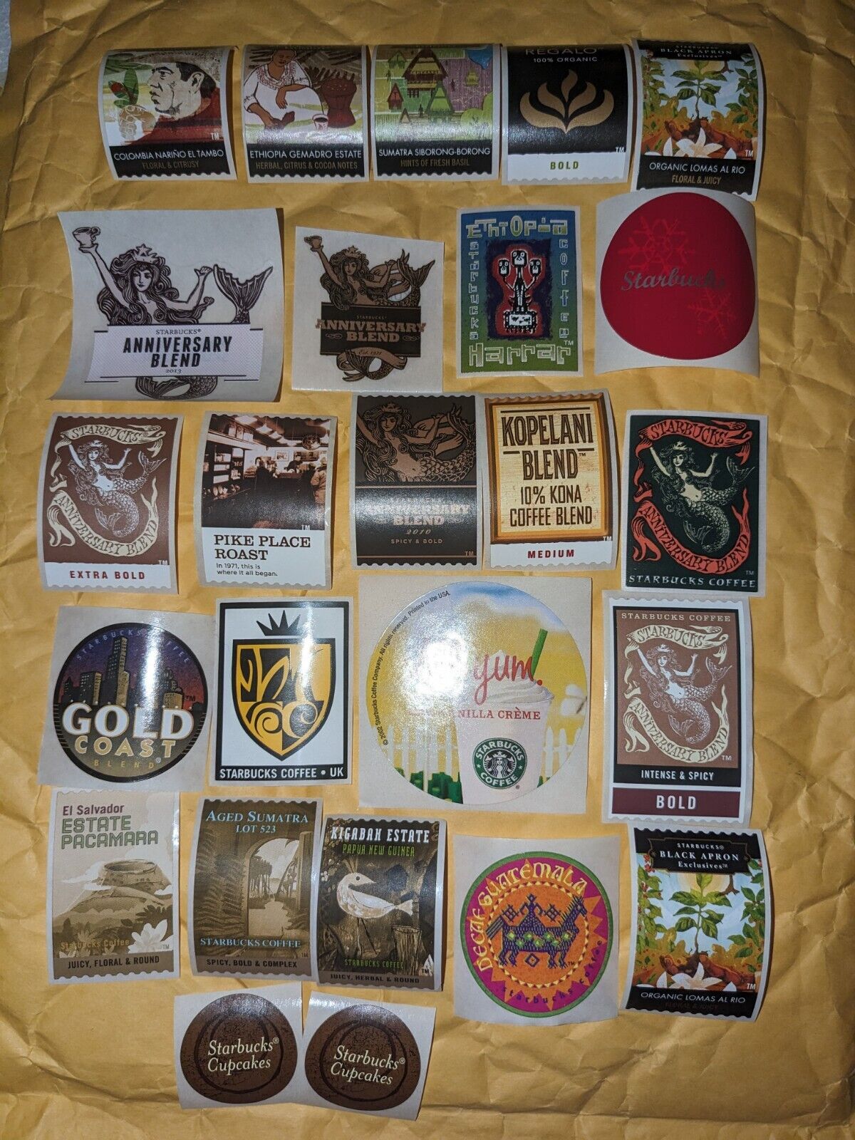 Lot Of 25 Starbucks Vintage Coffee Stamps Stickers