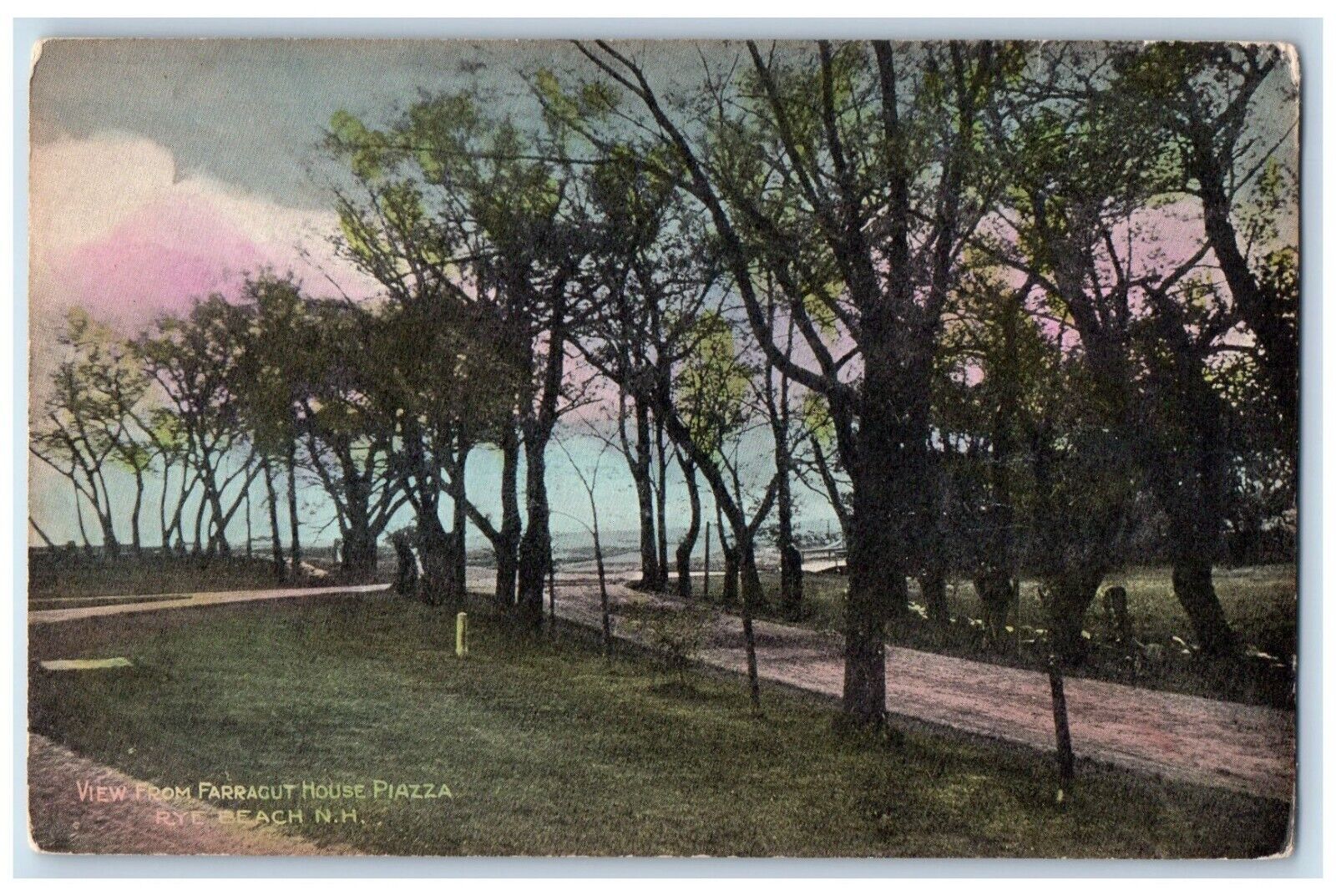 c1905 View from Farragut House Piazza Rye Beach New Hampshire NH Postcard