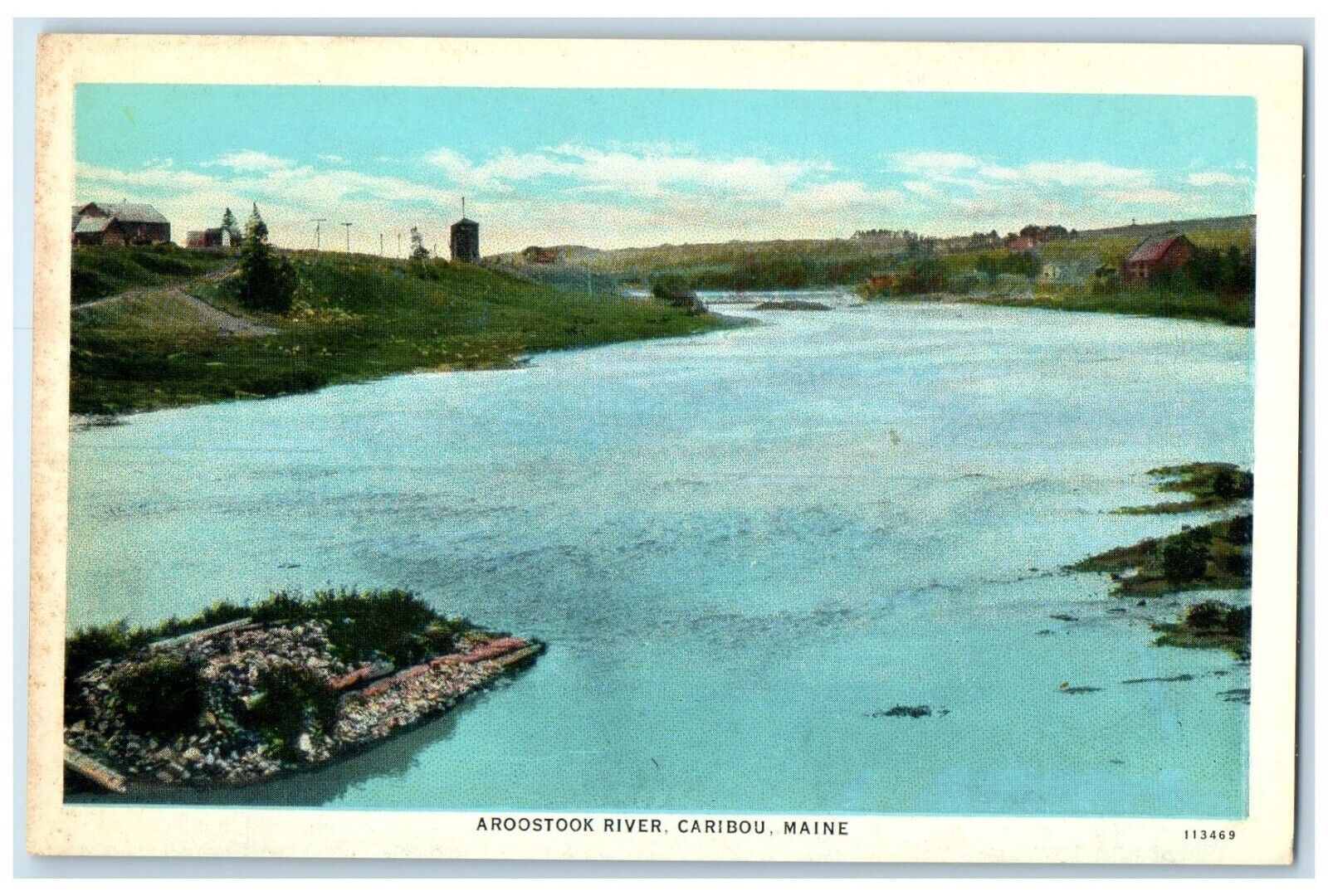 c1930\'s View Of Aroostook River Caribou Maine ME Unposted Vintage Postcard