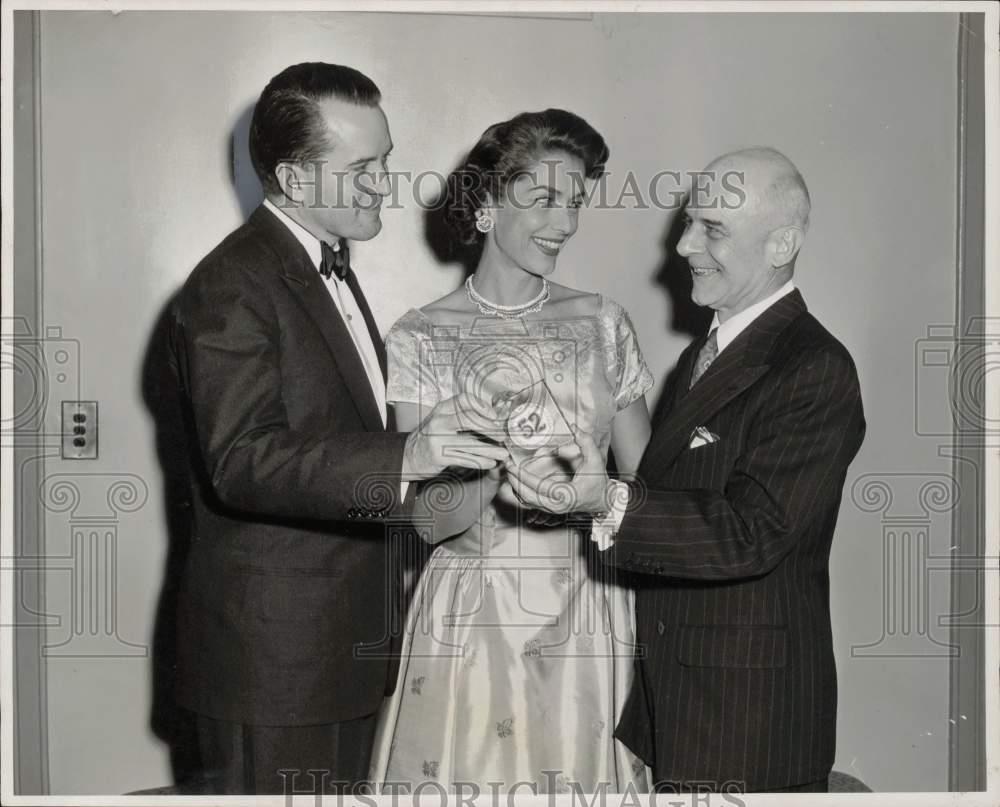 1956 Press Photo Tex and Jinx McCrary receive awards from Jimmy Doolittle