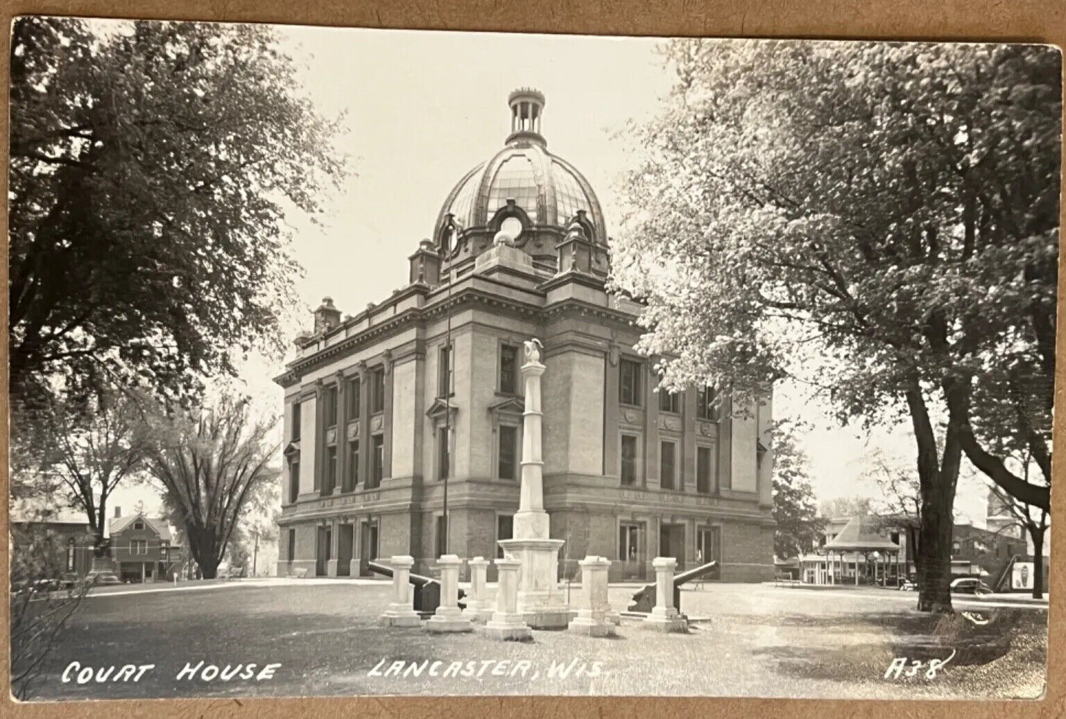 RPPC Lancaster Wisconsin Court House Real Photo Postcard c1940