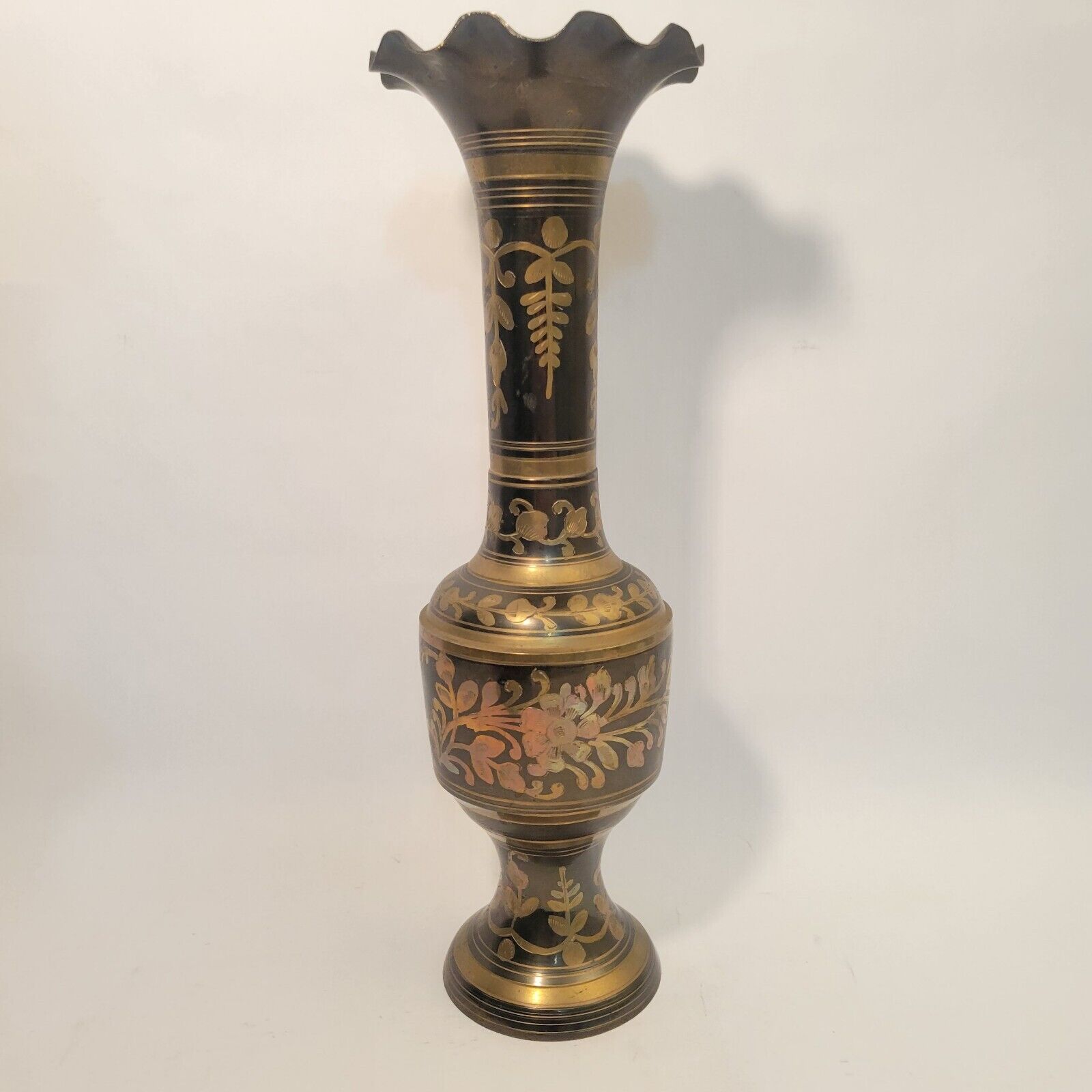 Vintage Hosley International Solid Brass Vase 14\