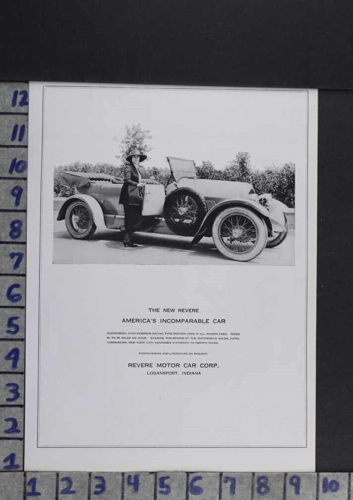 1919 REVERE DUESENBERG RACING LOGANSPORT INDIANA INSERT PRINT AUTO CAR AD DU92