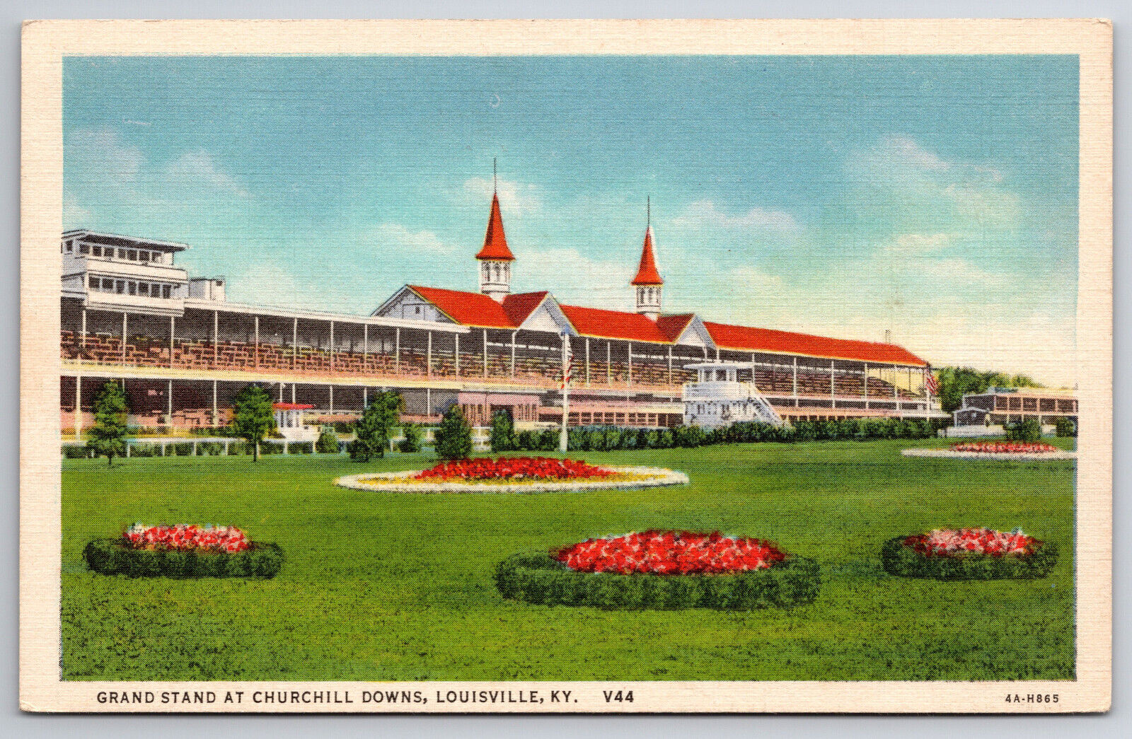 Vintage C1935 Postcard Grand Stand at Churchill Downs, Louisville, KY