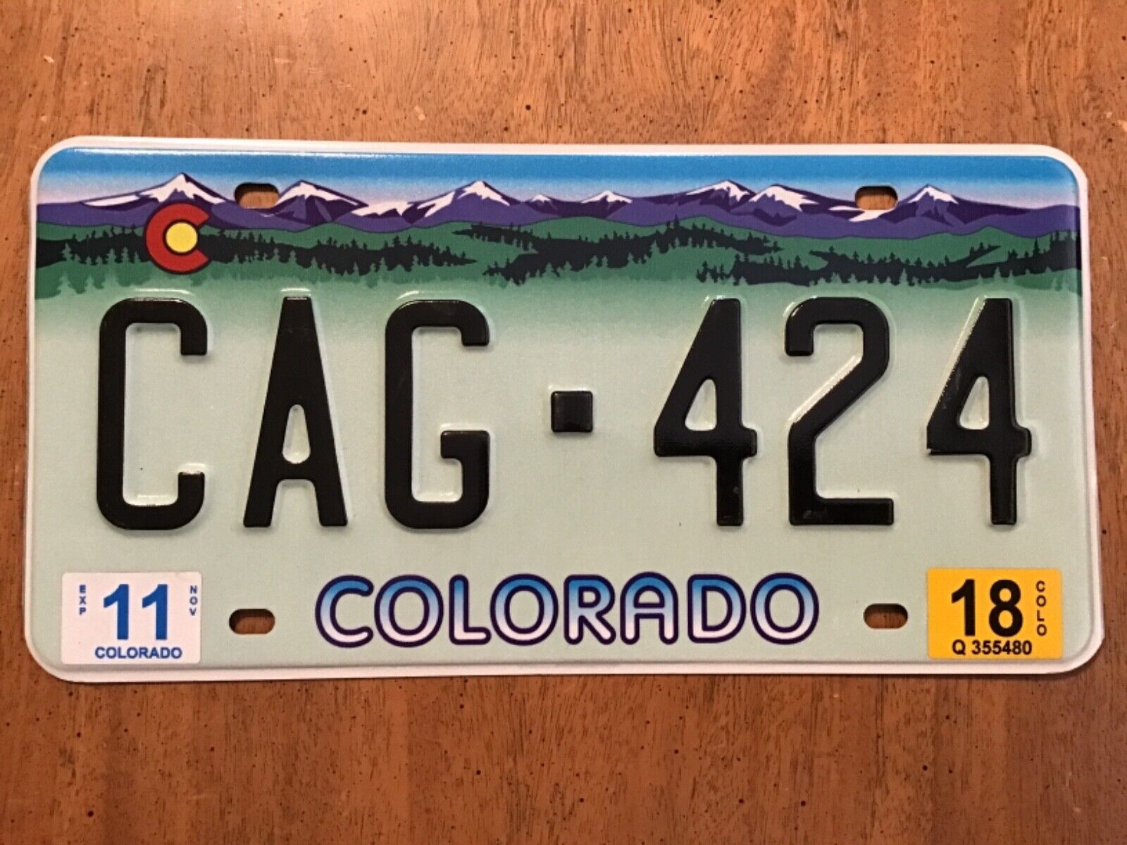 2018 Colorado License Plate Tag 