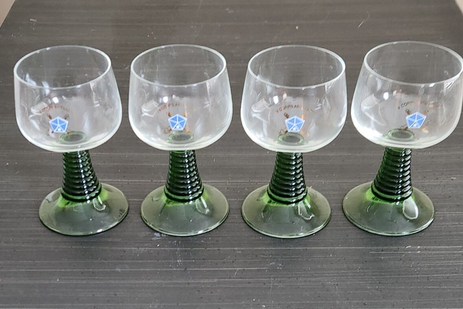 V Corps Artillery Glasses Wine Beehive Stem Set 4