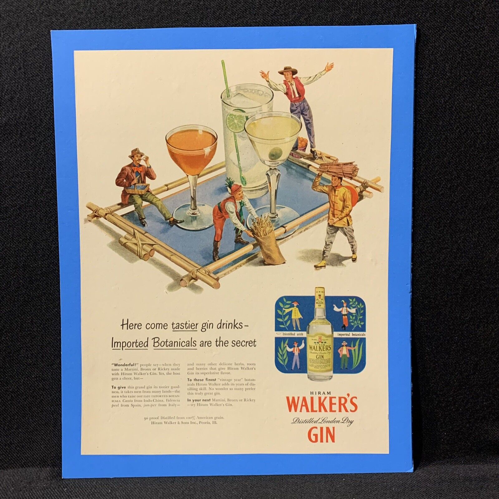 1951 Hiram Walker\'s Gin Distilled London Dry Vintage Original Magazine Print Ad