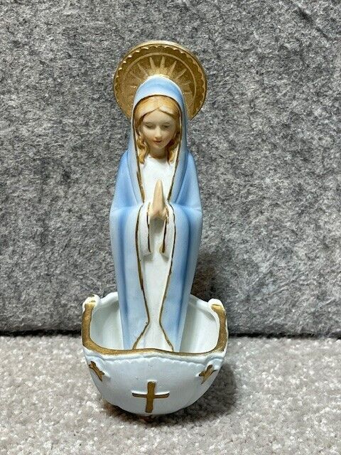 Vintage Porcelain Wall Hanging Virgin Mary Holy Water Sanmyro Japan