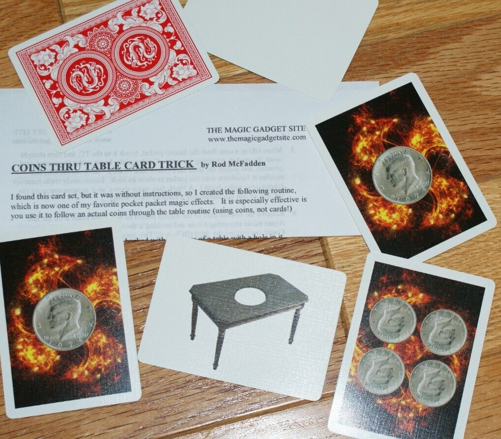Coins thru Table Card trick --fun and memorable, with exclusive handling    TMGS